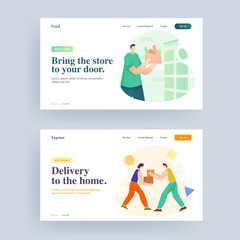 Wall Mural - landing page or web banner design for bring the store to your door and home delivery.