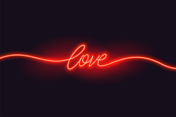 Canvas Print - love text written in red neon style design