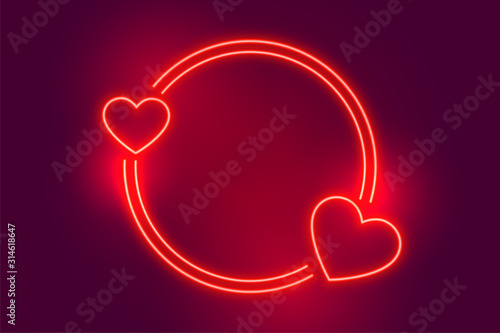 neon red two heart frame with text space Tableau sur Toile