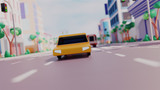 Fototapeta Koty - City View with Transport Road and Buildings in Blur Effect. 3d render.