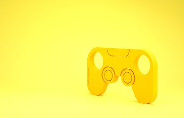 Yellow Gamepad icon isolated on yellow background. Game controller. Minimalism concept. 3d illustration 3D render