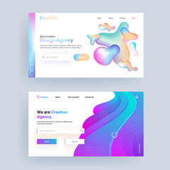 Wall Mural - Gradient Abstract Landing Page Design Set for Creative Design Agency.