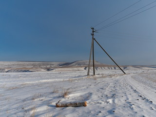 Wall Mural - view of the steppe on a clear Sunny winter day