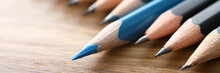 Blue Pencil Spy Between Black Pencils. Sexual Minorities In Society Concept