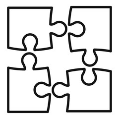 Canvas Print - Step puzzle icon. Outline step puzzle vector icon for web design isolated on white background