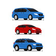Hhatchback cars vector illustrations set. Vehicles transport. Collection auto Icons in flat style. Pictograms isolated on white background.