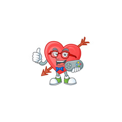 Wall Mural - Smiley gamer arrow love cartoon mascot style