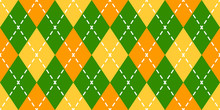 Seamless Pattern With Yellow Diamonds On A Green Background. Vector