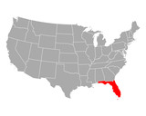 Fototapeta Nowy Jork - Karte von Florida in USA