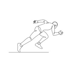 Poster - continuous line drawing of male running atlhete. Vector illustration