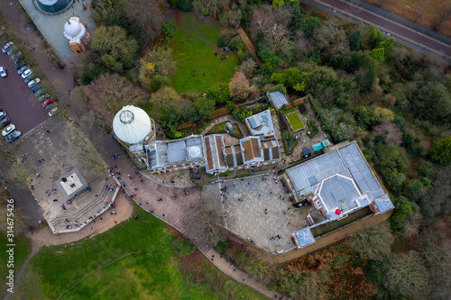 Fotografía Greenwich (London) district aerial view with Greenwich observatory and Greenwich zero Line