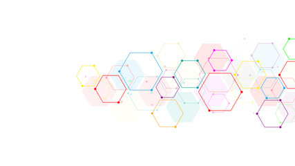 Vector hexagons pattern. Geometric abstract background with simple hexagonal elements. Medical, technology or science design.