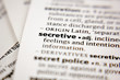 Word or phrase secretive in a dictionary.
