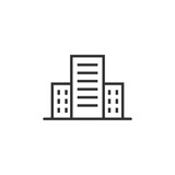 Fototapeta  - Building icon in flat style. Town skyscraper apartment vector illustration on white isolated background. City tower business concept.