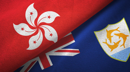 Hong Kong and Anguilla two flags textile cloth, fabric texture