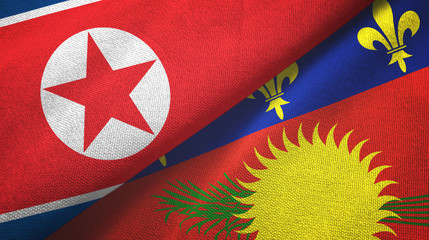 North Korea and Guadeloupe two flags textile cloth, fabric texture