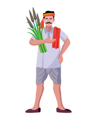 indian farmer standing vector