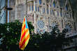Demonstrations and protests against Spain government and in favour of independence took place in Barcelona. People gather to protest wobbling flags with the Sagrada Familia in the background