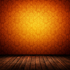 Wall Mural - dark interior room with baroque wallpaper