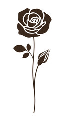 Wall Mural - Decorative rose with long stem and leaves. Flower sketch. Vector illustration