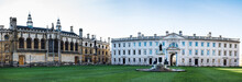 Kings College, University Of Cambridge, Panorama View Of Old Buildings