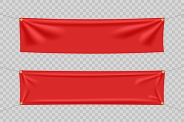 Wall Mural - red textile banners with folds set
