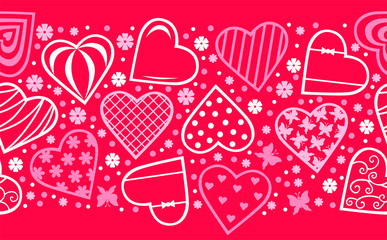 Poster - Vector illustration of Valentines day card with ornament of decorative hearts on pink background