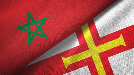 Morocco and Guernsey two flags textile cloth, fabric texture