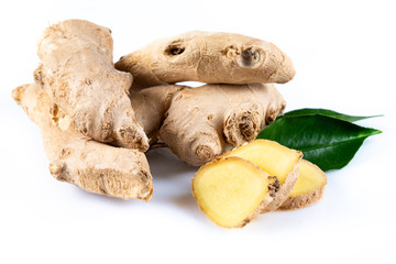 Fresh  ginger on white background