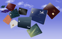 Air Miles Rewards Credit Cards Are Seen Floating In The Sky