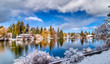 Winter View of Mirror Pond on Deschutes River in Bend, Oregon