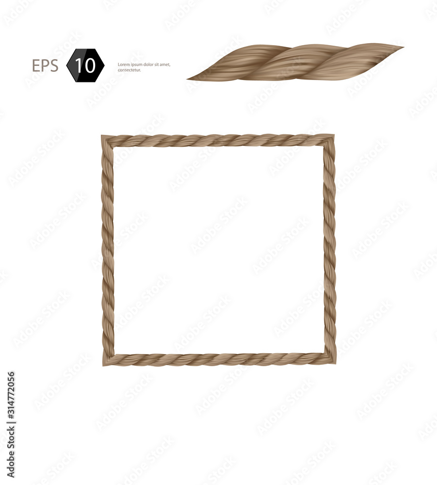 Rope frame set isolated on white background square Stock Vector | Adobe ...