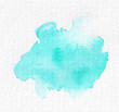 Isolated abstract watercolor spot for wedding design and Valentine's day. Tiffany, turquoise, blue.