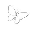 © Contes de fée  - A hand drawn butterfly simple vector outline illustration, contour drawing in doodle style, symbol of summer and nature