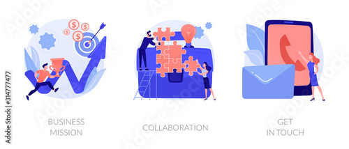Cuadros en Lienzo Company development direction, team building exercise, corporate communication icons set