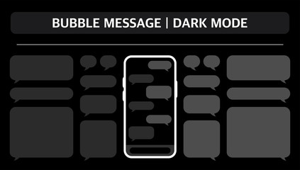 Wall Mural - bubble message and dark mode on black background. set messages and phone.