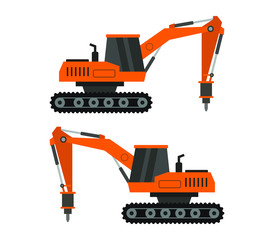 Wall Mural - excavator with hammer