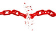 red chain breaking apart emotion psychology feelings , isolated in white background - 3d rendering