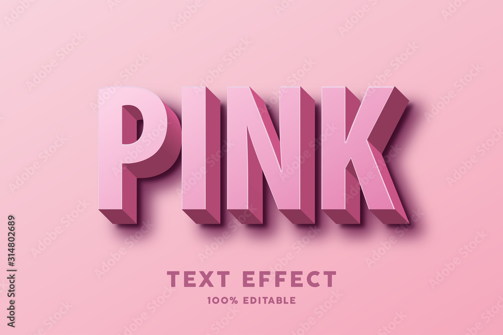 3D pink Text effect, Editable text - obrazy, fototapety, plakaty 