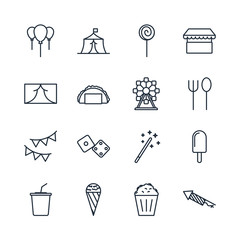 Aufkleber - Set Amusement Park icon template color editable. Amusement Park pack symbol vector sign isolated on white background illustration for graphic and web design.