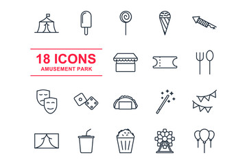 Aufkleber - Set Amusement Park icon template color editable. Amusement Park pack symbol vector sign isolated on white background illustration for graphic and web design.