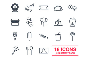 Aufkleber - Set Amusement Park icon template color editable. Amusement Park pack symbol vector sign isolated on white background illustration for graphic and web design.