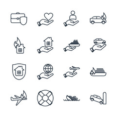 Aufkleber - Set Insurance icon template color editable. Protection of health, life and property pack symbol vector sign isolated on white background illustration for graphic and web design.