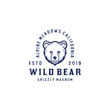Bear Face Logo Design. Vintage Logo Design With Bear Face Vector Illustration