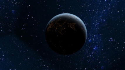 Wall Mural - 3d scene earth globe with atmosphere and clouds from the space with sun light effects used nasa eart
