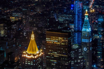 Wall Mural - Sunset aerial view of iconic skyscrapers of New York Midtown Manhattan country's largest commercial and financial center