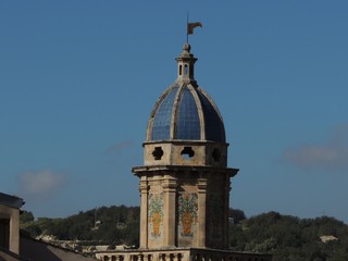 Wall Mural - Ragusa Ibla – dome of the bell tower covered with blue majolica in Church of Santa Maria dell'Itria