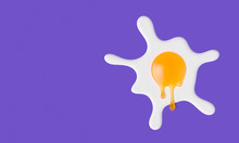 Abstract Creative Concept Dripping Yolk Omelet Or Broken Egg Isolated 3d Illustration. Hot Summer Sun Funny Idea.