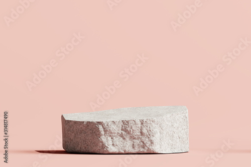 Fotografía Stone podium product on pastel pink background. 3d rendering