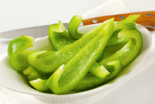 Green Bell Pepper Slices In Bowl